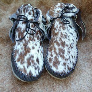 Hair on Hide Moccasins- Black,Brown and White